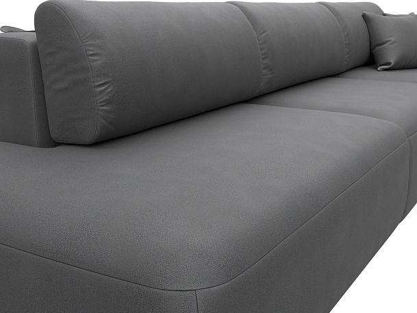 Диван прямой Лига-036 НПБ Модерн Лонг подлокотник справа Искусственная замша серый - Вид 4