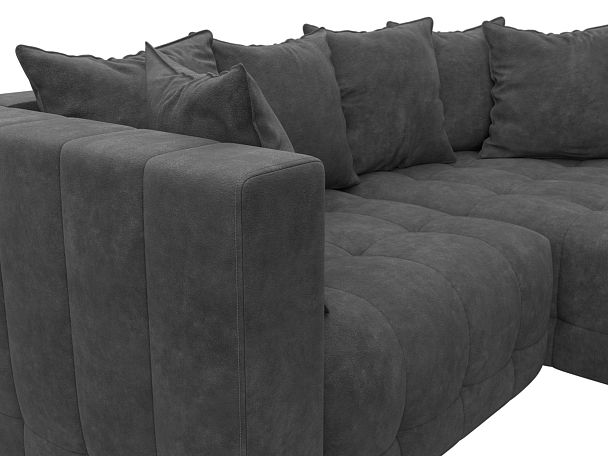 Диван угловой Лига-052 НПБ угол универсальный Велюр серый - Вид 4
