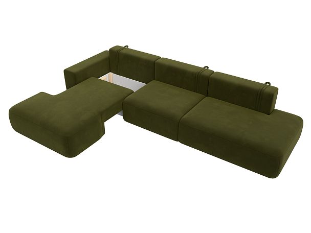 Диван угловой Лига-036 Модерн Лонг левый угол Микровельвет зеленый - Вид 7
