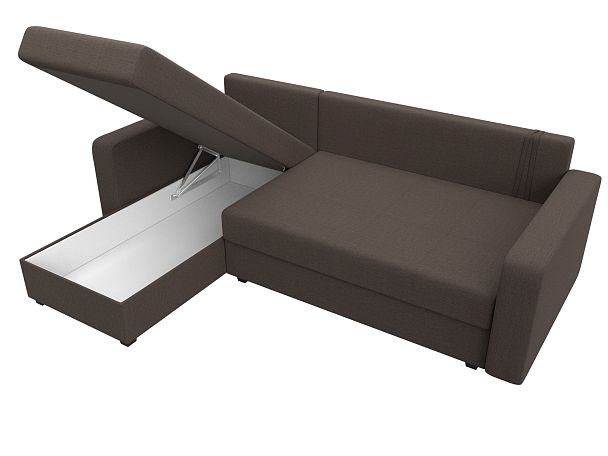 Диван угловой Ливерпуль Лайт левый угол Рогожка коричневый - Вид 9