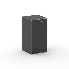 Fresco Шкаф узкий низкий левый FR.SU-302 (L) black Базальт UM/Лакобель Черный/Хром 450*460*807 - Фото предпросмотра