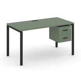 Concept Стол рабочий с подвесной тумбой с 2 ящ. CN.SP-113 B Кобо/Металл Черный 980*720*750 - Фото предпросмотра