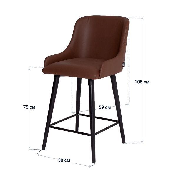 Стул Mint полубарный, кожзам Domus Sienna, бук RAL 9005 - Вид 5