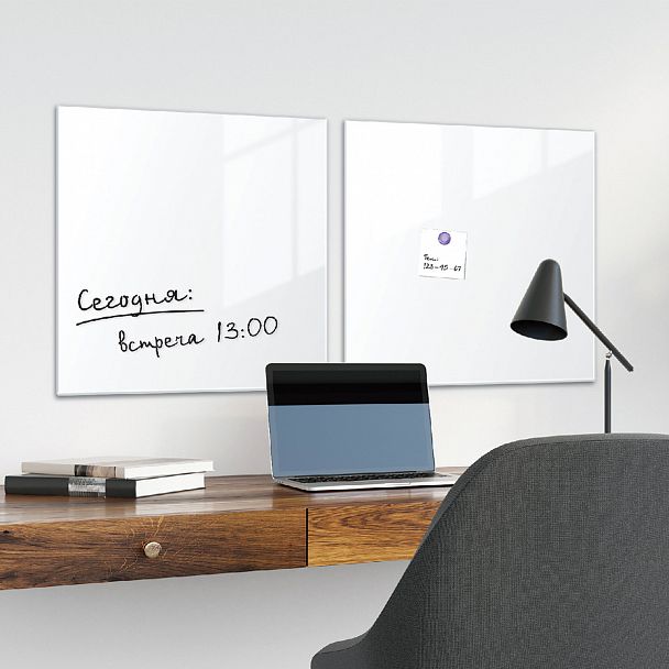 Доска магнитно-маркерная стеклянная 45х45 см, 3 магнита, БЕЛАЯ, BRAUBERG, 236735 - Вид 8