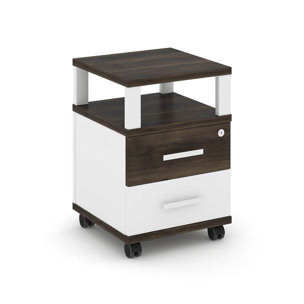 Concept Тумба мобильная 2 ящ. с надставкой CN.TUM-002 W Дуб Мали/Белый Бриллиант/Металл Белый 420*420*615 - Вид 1