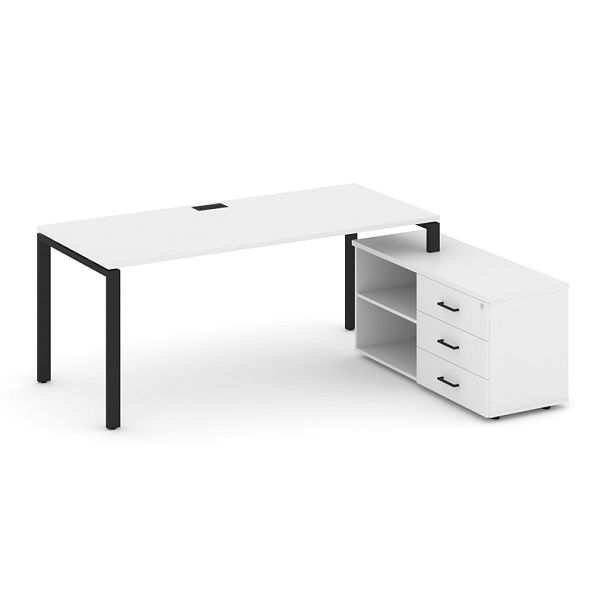 Стайл Проджект Директ / Style Project Direct Стол письменный с греденцией правой SN-6P.SRG-013.M(R) Белый/Металл Черный 1580*1480*750 - Вид 1