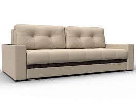 Диван прямой с декором Лига-096 НПБ Экокожа бежевый - Фото предпросмотра