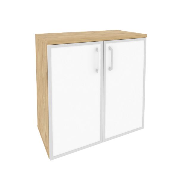 Onix Шкаф низкий широкий O.ST-3.2 R white Тиквуд светлый/Стекло 800*420*823 - Вид 1