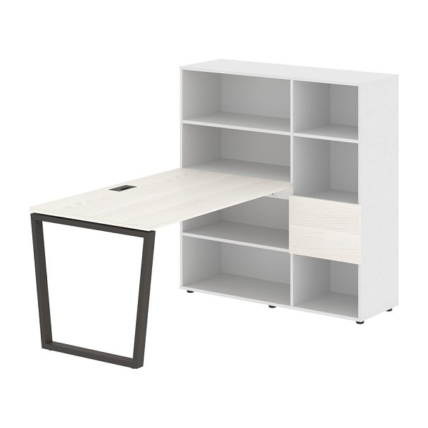 Стол-стеллаж EVRST 1213 Ясень Траун/Мокко/Белый 1790х1250х1355 EDIS - Вид 1
