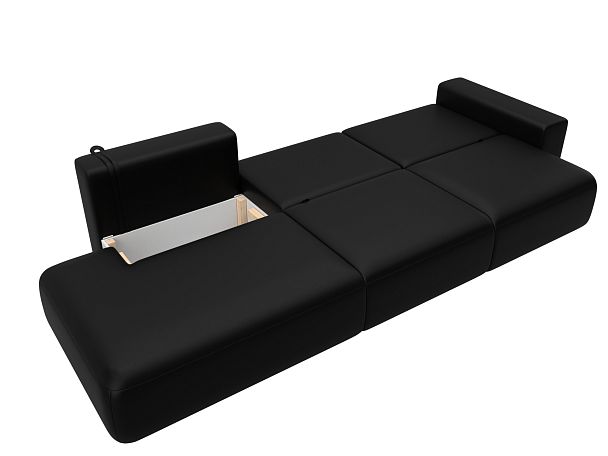 Диван прямой Лига-036 НПБ Модерн Лонг подлокотник справа Экокожа черный - Вид 9