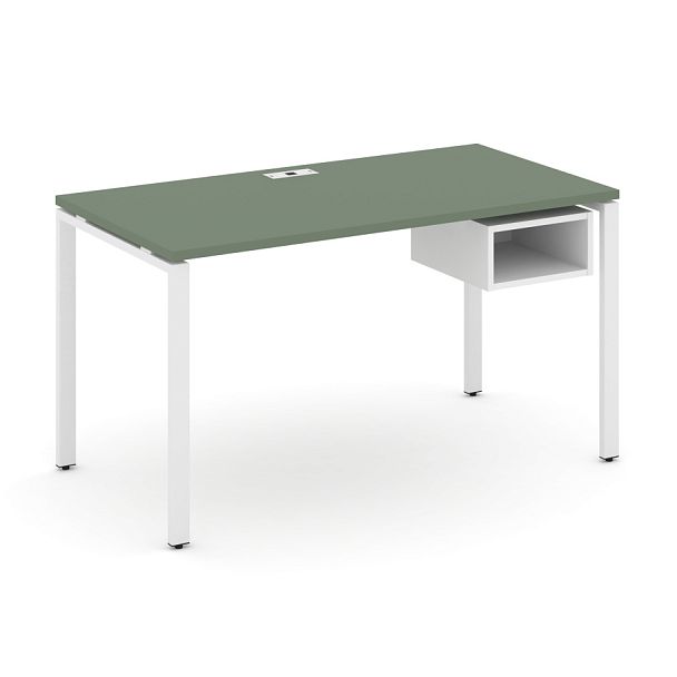 Concept Стол рабочий с подвесной тумбой с 1 открытой нишей CN.SP-101 Кобо/Белый Бриллиант/Металл Белый 980*720*750 - Вид 1