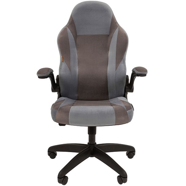 Кресло CHAIRMAN GAME 55, ткань велюр, голубой/серый - Вид 3