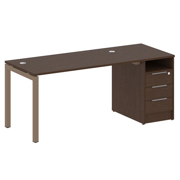 Metal System Quattro Р. ст. с тумбой на П-образном м/к 50БП.РС-СТП-1.3 Венге/Мокко металл 1812*720*750 - Вид 1