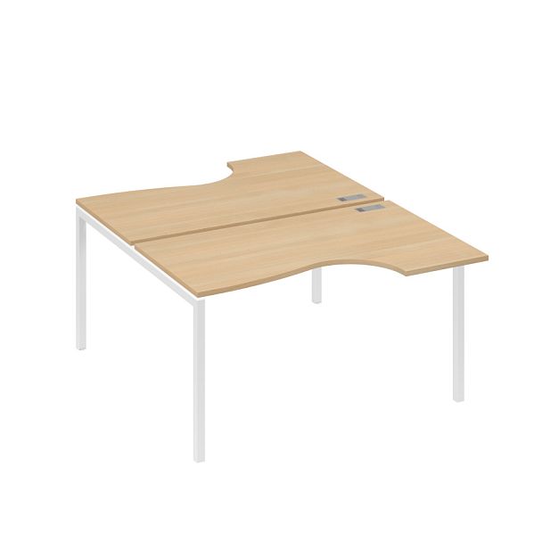 Рабочая станция металлокаркас DUE со столами (2х140) Классика A4 А4 Б2 184 БП натуральный дуб / металлокаркас белый - Вид 1