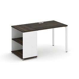 Concept Стол рабочий с опорным стеллажом CN.SP-201 Дуб Мали/Белый Бриллиант/Металл Белый 1400*720*750 - Фото предпросмотра