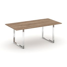 Style Project Direct Lux Стол переговорный M-SN-6O.SPRG-198.3 Дуб Табак/Нержавеющая Сталь/Хром 1980*980*25 - Фото предпросмотра