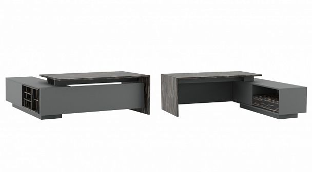 Стол письменный на опорной креденции Dali 212x220x75 эбен антрацит - Вид 1