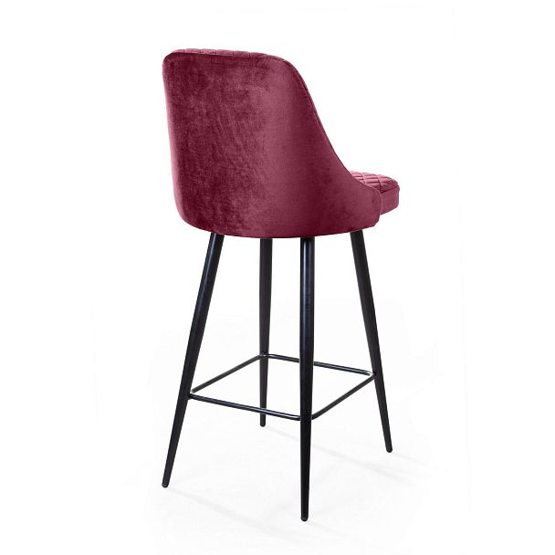 Стул барный William, бархат красный 16/ черный конус - Вид 4