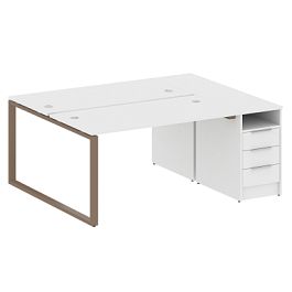 Metal System Р. ст. с тумбой на О-образном м/к БО.РС-СТП-2.3 Белый/Мокко металл 1812*1475*750 - Фото предпросмотра