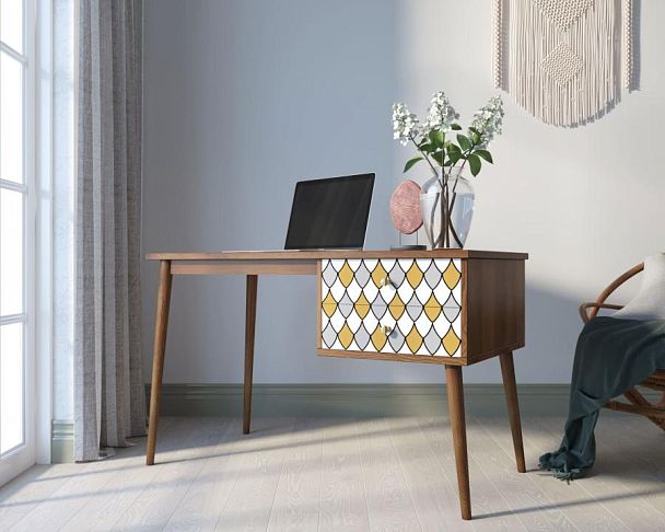 Стол рабочий Berber принт 22 с одной тумбой арт BB20/Print_22 - Вид 3