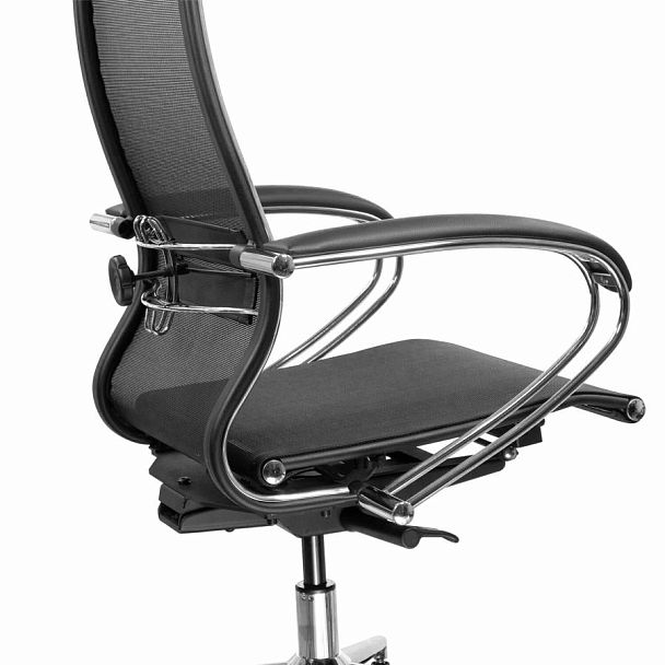 Кресло МЕТТА "ErgoLife" 10 B1-104K, хром, синхромеханизм, прочная сетка, черное - Вид 8
