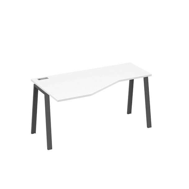 Стол эргономичный левый "Техно" на металлокаркасе TRE A4 А4 Б3 055 БП белый премиум / металлокаркас антрацит - Вид 1