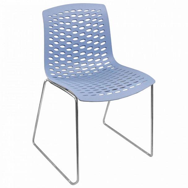 Стул LUX Пруток, каркас Хром, голубой, стопируемый - Вид 1