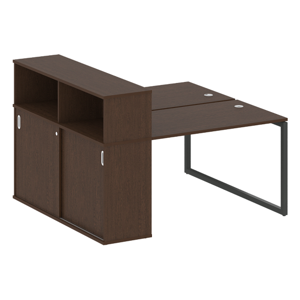 Metal System Quattro Р. ст. с шкафом-купе на О-образном м/к 40БО.РС-СШК-2.2 Т Венге/Антрацит металл 1610*1475*1098 - Вид 1