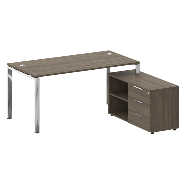 Metal System Direct Стол руковододителя с тумбой правый БГ.СРТ-4.8 (R) Вяз/Нерж. сталь 1700*1620*750 - Вид 1