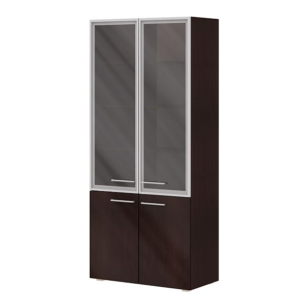 Шкаф комбинированный (необходим топ и боковые панели) "Офисные шкафы для документов"  ПК-СПК-ШК205Х90С/1/35-В1-974 темный орех - Вид 1