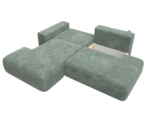 Диван угловой Лига-036 НПБ Модерн левый угол Велюр зеленый - Вид 8