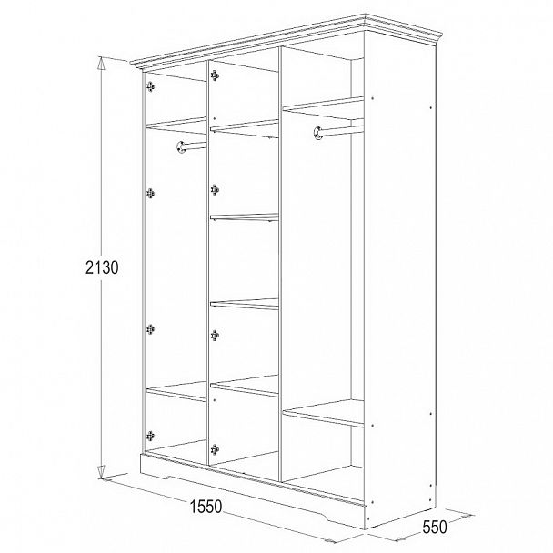 Шкаф "Ольга 12 ЛДСП" 3-х створ. - Вид 2