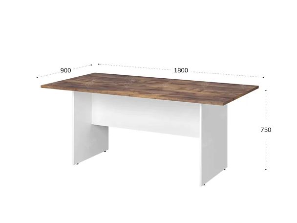 TANDEM RTD004-180-SH Конференц-стол прямоугольный ун-й 1800х900х750 Таксония шоколадная/Белый - Вид 2