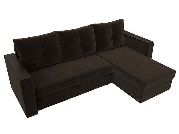 Угловой диван Атланта Лайт Б/С правый (полностью микровельвет коричневый) - Вид 6