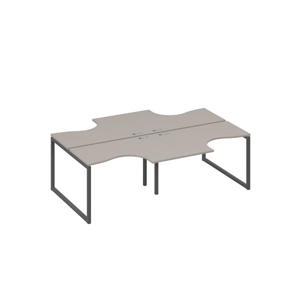 Рабочая станция (4х120) опоры QUATTRO столы Классика A4 А4 Б4 180-2 БП мокко премиум / металлокаркас антрацит - Вид 1