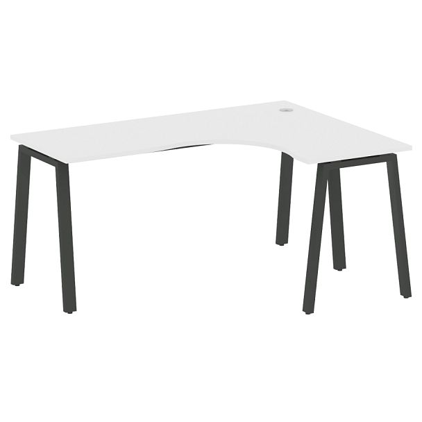Metal System Стол криволинейный правый на А-образном м/к БА.СА-4 (R) Белый/Антрацит металл 1600*1200*750 - Вид 1