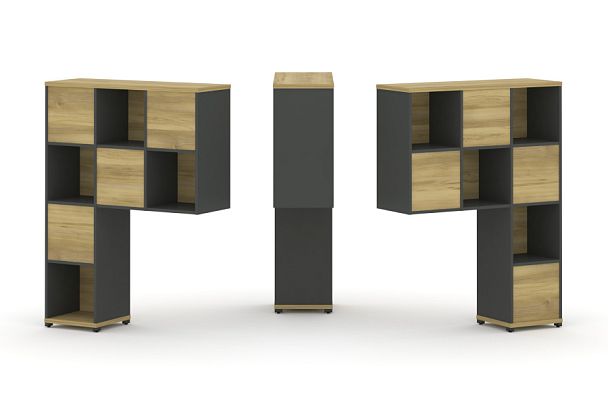 Concept Надставка высокая CN.DNV-001 Дуб Винченцо/Антрацит/Металл Антрацит 1099*350*1486 - Вид 1