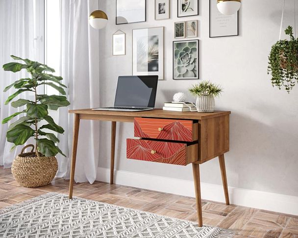 Стол рабочий Berber принт 49 с одной тумбой арт BB20/Print_49 - Вид 2