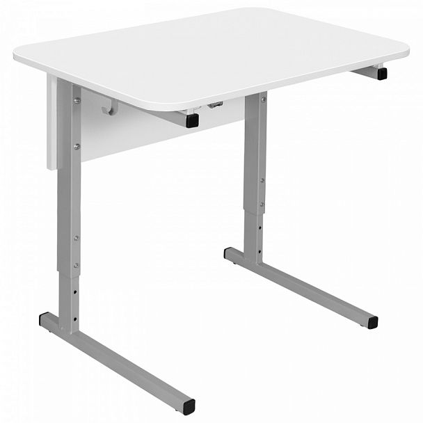 Парта СУТ.54, одноместная, регулируемая, серый каркас, ЛДСП белая, гр.4-6 - Вид 1