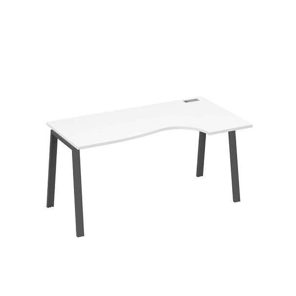 Стол эргономичный правый "Классика" на металлокаркасе TRE A4 А4 Б3 046 БП белый премиум / металлокаркас антрацит - Вид 1