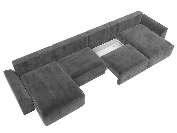 Диван п-образный Лига-048 НПБ лонг Велюр серый - Вид 7