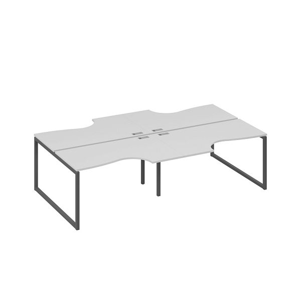Рабочая станция (4х140) столы Классика каркас QUATTRO A4 А4 Б4 184-2 БП серый / металлокаркас антрацит - Вид 1
