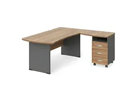БЕРЛИН / BERLIN Угловое рабочее место правое 1800х1600х740 Акация/Серый - Фото предпросмотра