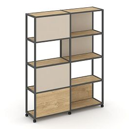 Shelf Mobile Стеллаж 5 уровней 2 секции VR.LT-STK-515.12 Тиквуд Светлый/Металл Антрацит/W-04 2370*400*2000 - Фото предпросмотра