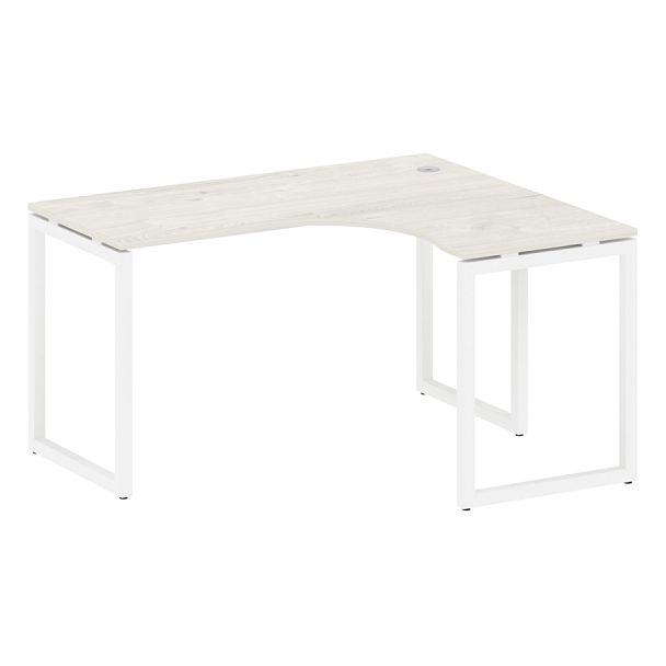 Metal System Quattro Стол криволинейный правый на О-образном м/к 40БО.СА-3 (R) Дуб наварра/Белый металл 1400*1200*750 - Вид 1