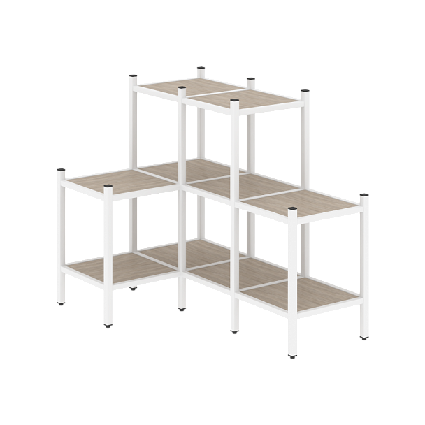 Loft Угловой внутренний стеллаж наборный VR.L-37 Дуб аттик/Белый металл 862*1278*1047 - Вид 1