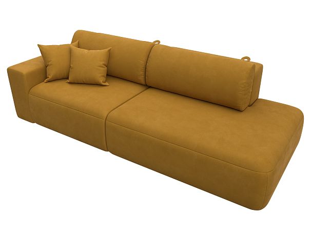 Диван прямой Лига-036 НПБ Модерн подлокотник слева Велюр желтый - Вид 5
