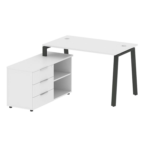 Metal System Р. ст. с тумбой на А-образном м/к БА.РС-СТС-2.2 (L) Белый/Антрацит металл 1300*1520*750 - Вид 1