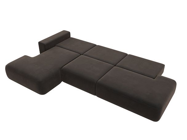Диван угловой Лига-036 Модерн Лонг левый угол Велюр коричневый - Вид 10