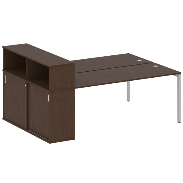 Metal System Quattro Р. ст. с шкафом-купе на П-образном м/к 40БП.РС-СШК-2.5 Т Венге/Серый металл 2210*1475*1098 - Вид 1